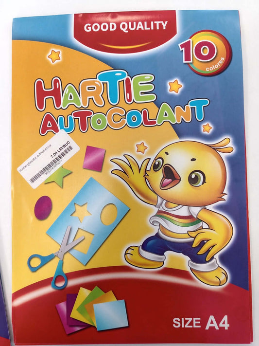 Hârtie autocolantă, ideală pentru etichete, decorațiuni și proiecte creative cu lipire facilă.