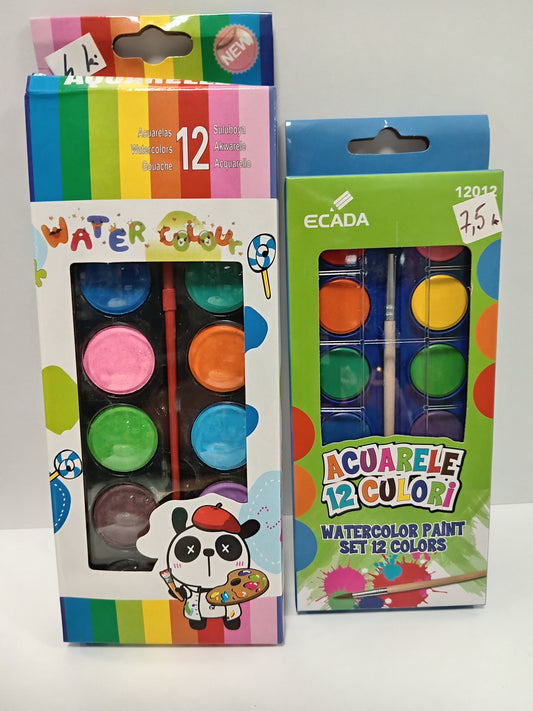 Set de acuarele – 12 culori intense pentru pictură și activități creative